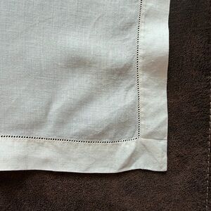 Off White Vintage Square Linen Tablecloth